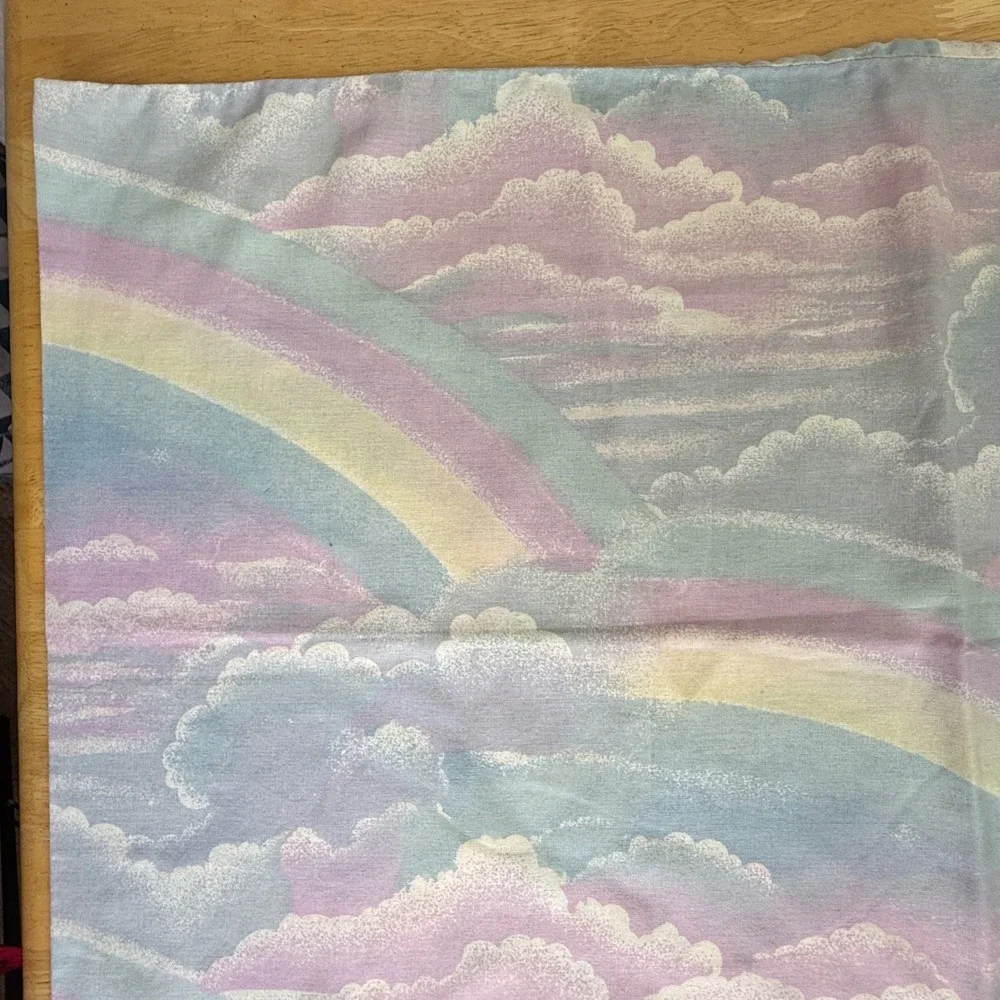 Vintage Pastel Rainbow Cloud Pillowcase Standard Size Purple Blue Yellow Turkey
